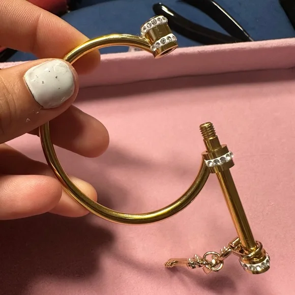 CHANEL heart and lock authentic charm on gold plated bracelet